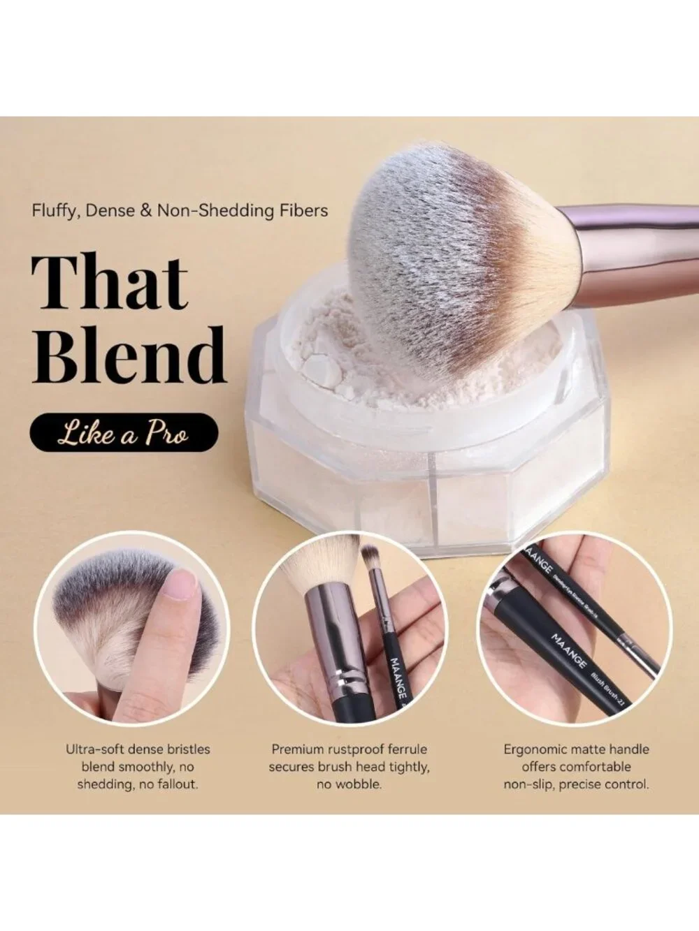 30 Pcs Professional Makeup Brush Set with Travel Case - Kabuki, Foundation